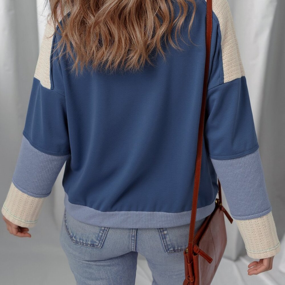 B293 Colorblock Patchwork Star Long Sleeve Top - Picture 2 of 6